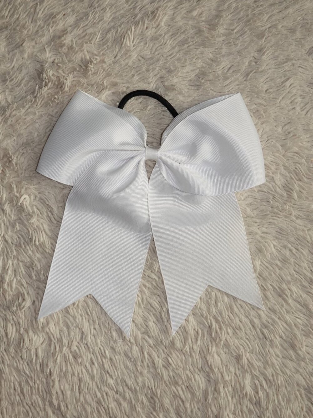 Girls White Hair Bow for Cheer or Dance with Elastic Tie Band, NWOT